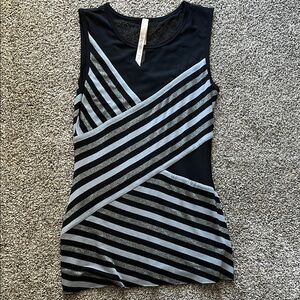 Black and Gray Striped Sleeveless Top